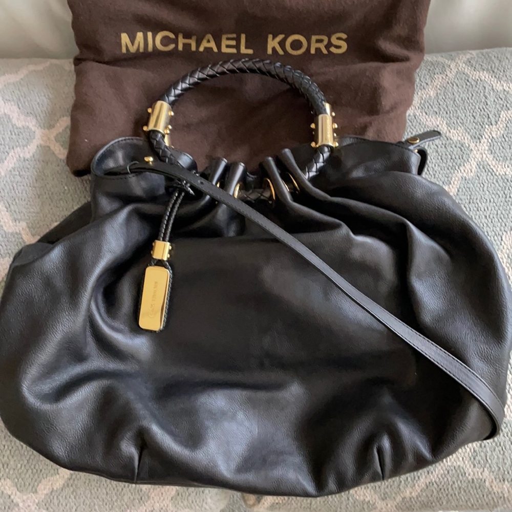 Michael Kors Collection Handbag in Black Leather with Gold Hardware